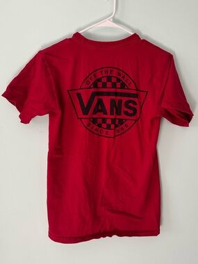 Vans Red Tee with Black Logo Badge